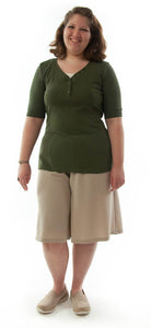 Walking Culotte for Womens Plus Sizes by Dressing For His Glory The Walking Culotte is a straight cut culotte.  It has an elastic waistband and slit pockets. The culotte is extremely durable as well as comfortable. Perfect for hiking, bike riding, soccer games or just about any activity you have in mind!